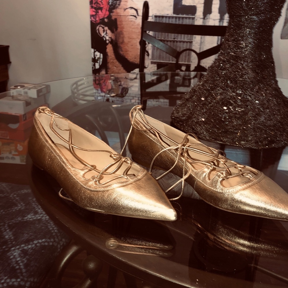 Michael Kors gold ballet shoes